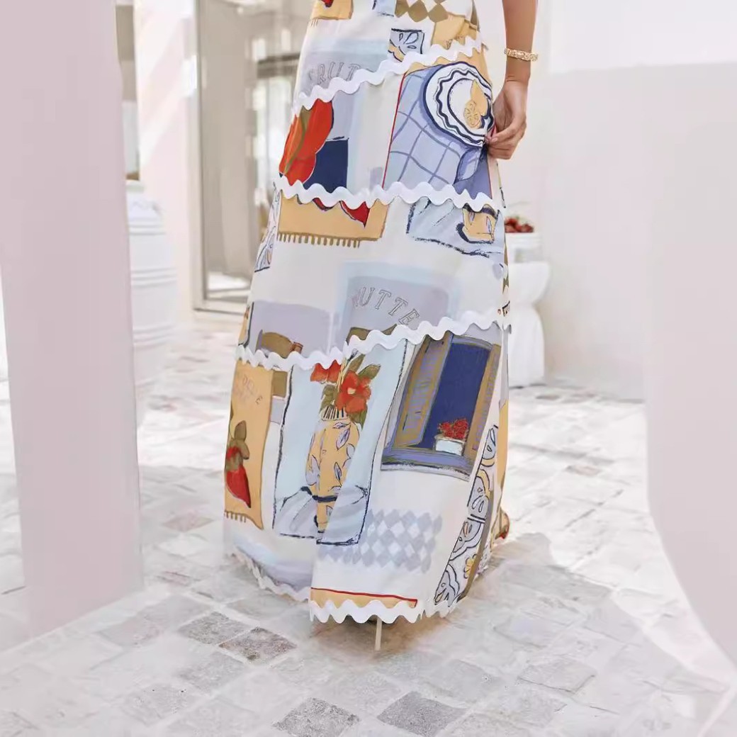 Vestido con estampado de ondas y costuras de tirantes, el producto más vendido