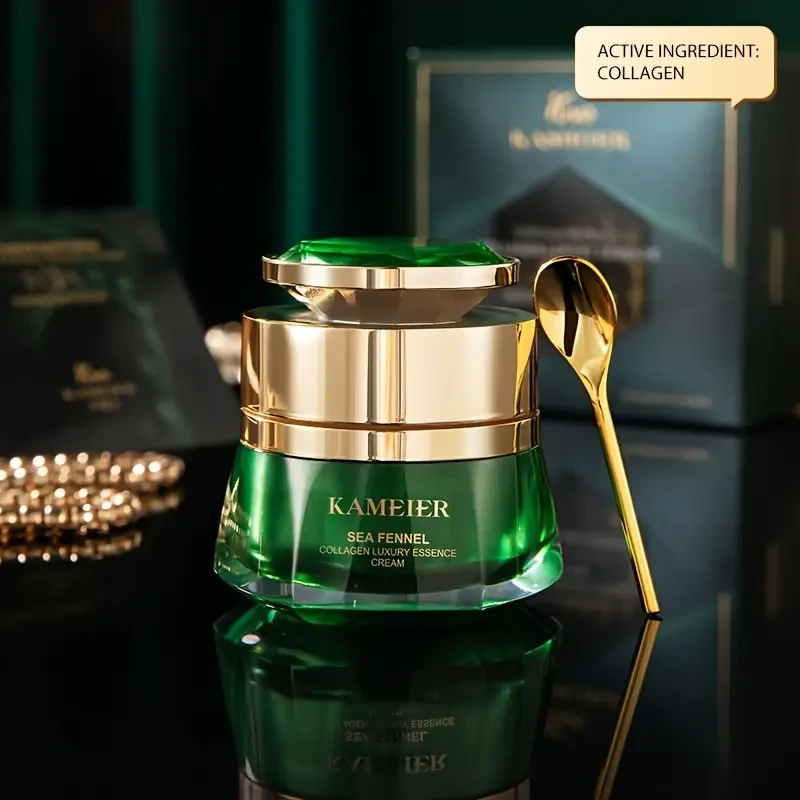 Crema reafirmante con colágeno e hinojo marino: gel hidratante antiarrugas con ácido hialurónico y glicerina para todo tipo de piel, unisex, hipoalergénico y rico en colágeno.