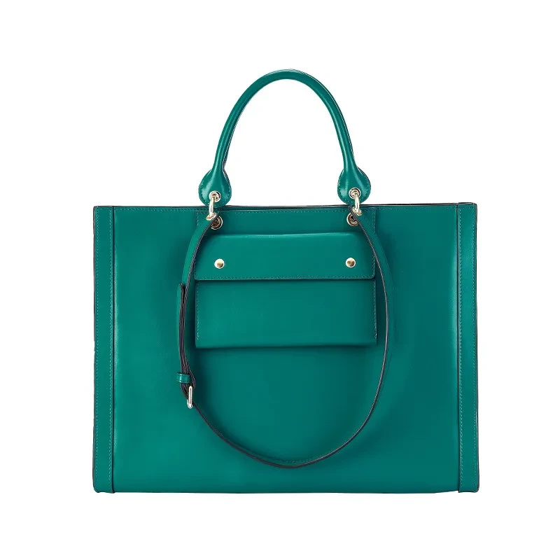 Bolso de hombro de piel de vaca de capa superior para negocios y viajes de negocios