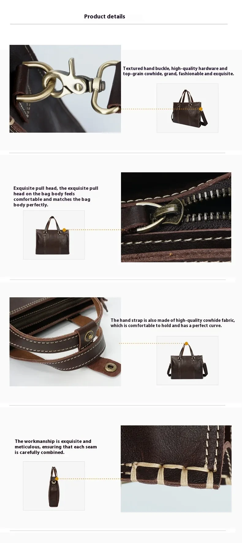 Bolso bandolera de piel de vacuno engrasada de primera capa