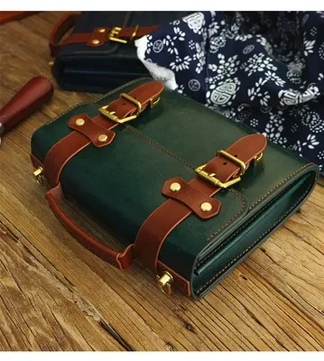 Bolso bandolera de piel auténtica para mujer, hecho a mano, con materiales de bricolaje