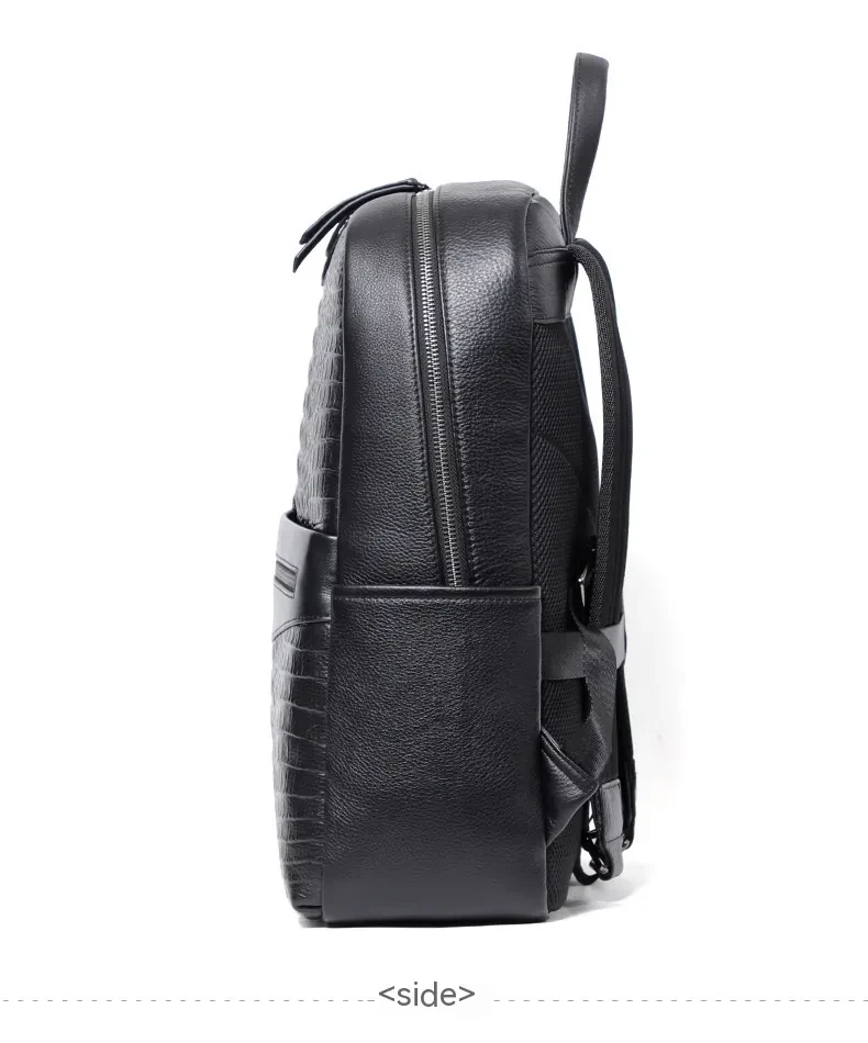 Mochila de piel dérmica para hombre, primera capa de piel de vaca, bolso de viaje informal