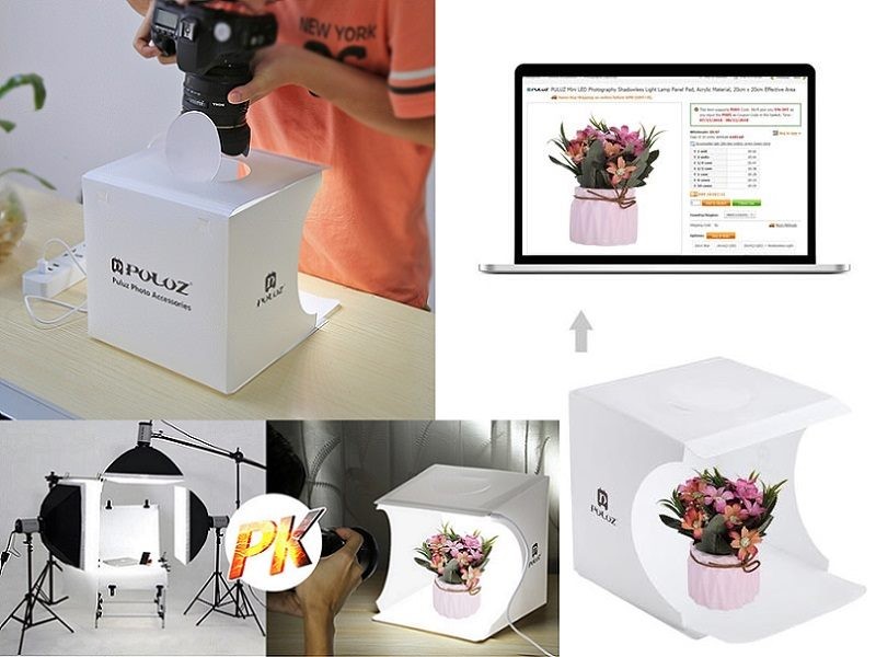 Tienda de campaña plegable de PVC con luz LED para estudio de fotografía, 30 cm, tamaño mediano