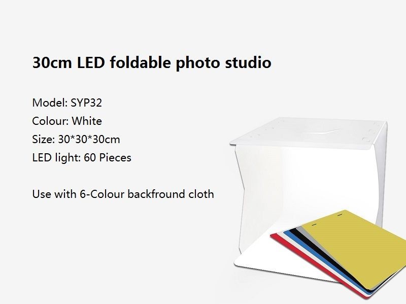 Tienda de campaña plegable de PVC con luz LED para estudio de fotografía, 30 cm, tamaño mediano
