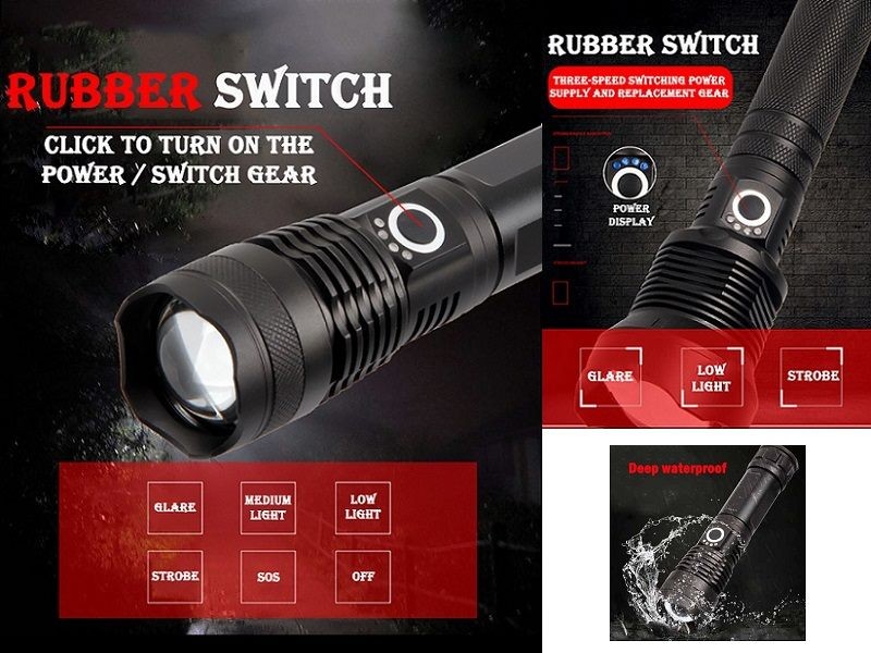 Linterna LED recargable de alta potencia con batería 26650