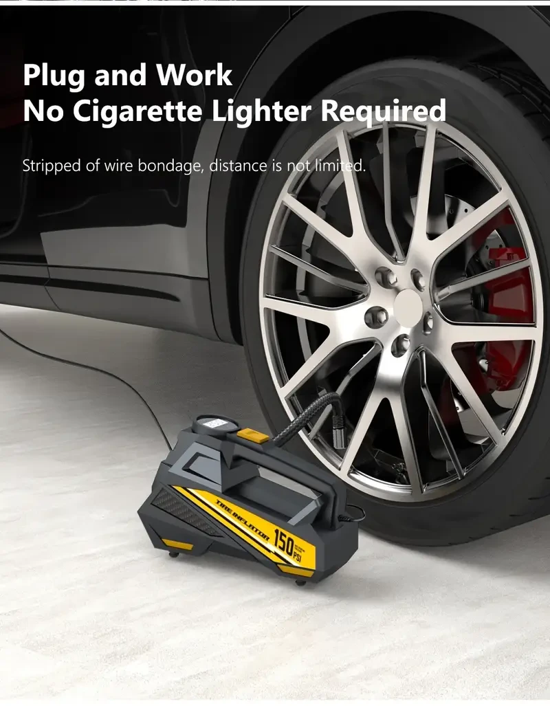 Inflador de neumáticos digital portátil para coche con luz LED, compresor de aire ABS semiautomático, enchufe para vehículo de 12 V CC, multiusos para coche, motocicleta y bicicleta. Presión ajustable, compatible con regalos festivos.