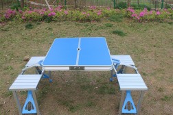 Mesa y silla plegables de una pieza para exteriores, de aleación de aluminio, venta al por mayor, para barbacoas, camping, mesa y silla portátiles de aleación de aluminio.