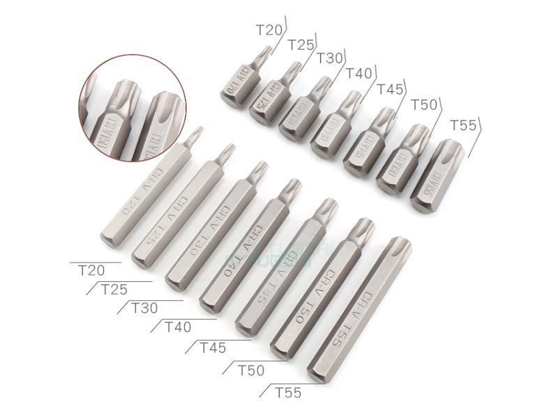 Juego de 40 brocas para destornilladores de vástago hexagonal con estuche metálico