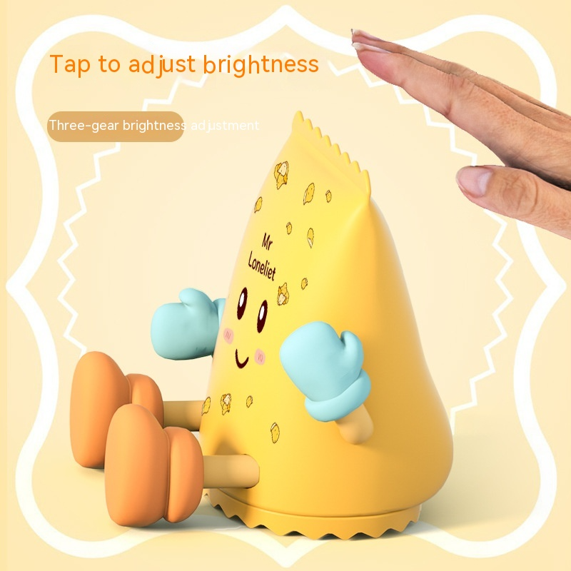 Lámpara de noche pequeña con forma de papas fritas, sensor de protección ocular para dormitorio, decoración del hogar