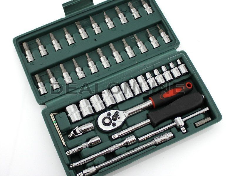 Juego de 46 destornilladores con combinación de dados y puntas para reparación de automóviles y hogar