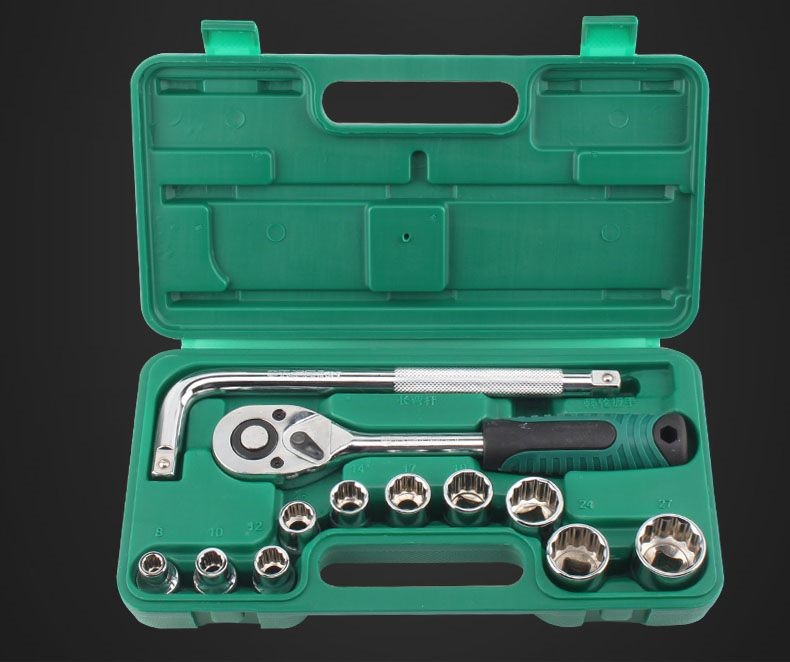 Juego de 13 llaves de tubo de trinquete de 12 puntas de 1/2 pulgada y kit de reparación de vasos