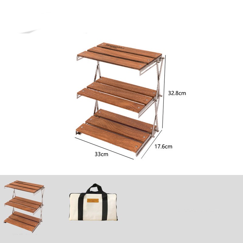 Estante de camping portátil de tres niveles para exteriores, fácil de transportar, plegable, para picnic, camping, barbacoa, mesa plegable