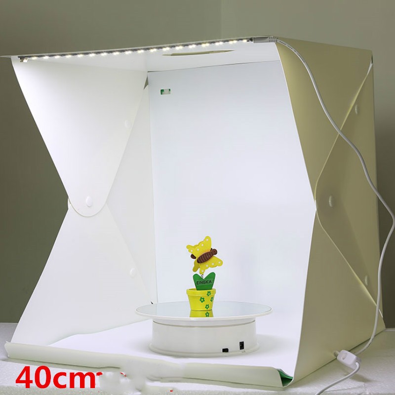 Caja de luz LED plegable portátil para estudio fotográfico de 40 cm, mini mesa para fotografía de bodegones