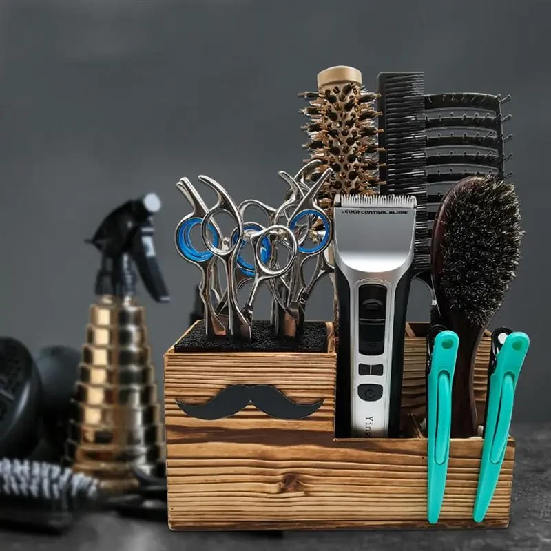 Caja de almacenamiento para tijeras de peluquería y peluquería con enchufe de corte plano