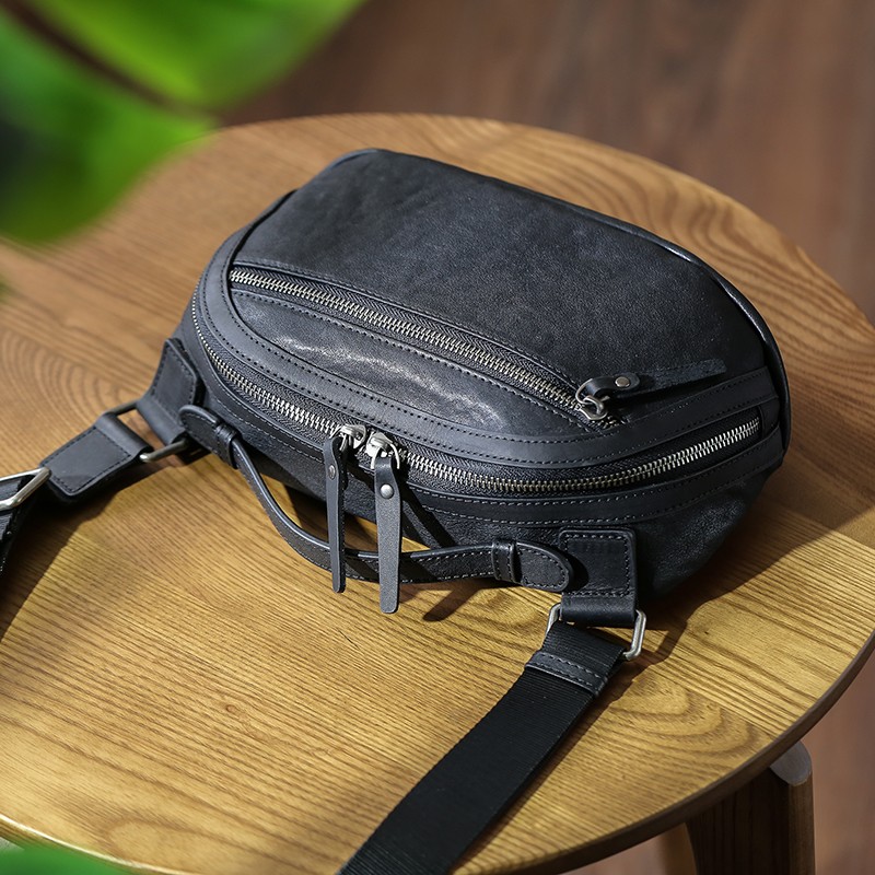 Bolso bandolera de cuero estilo retro informal para hombre