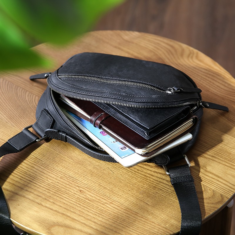 Bolso bandolera de cuero estilo retro informal para hombre