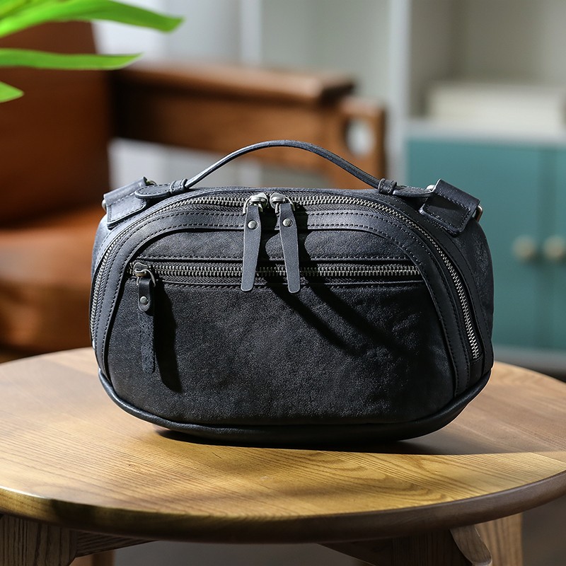 Bolso bandolera de cuero estilo retro informal para hombre