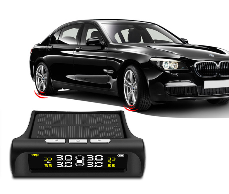 Sistema de monitoreo de presión de neumáticos automotriz, universal, inalámbrico, solar, detector externo de presión de neumáticos.