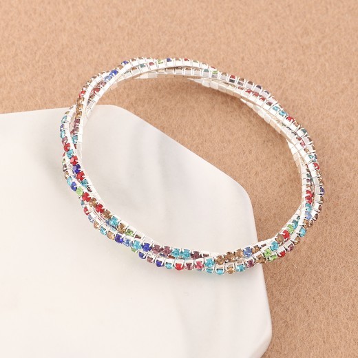 Pulsera de diamantes de imitación multicapa para niña, pulsera de tres capas con cruz de diamantes.