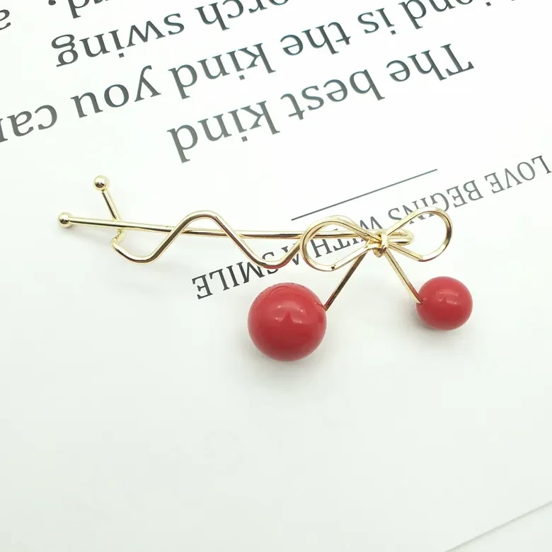Accesorios para el cabello coreanos Horquilla para dama Horquilla de cereza roja