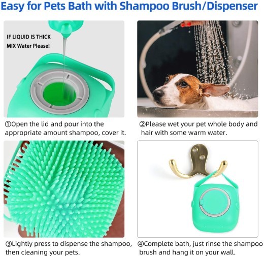 Cepillo masajeador para champú de mascotas, peine de masaje para gatos, cepillo de ducha para baño, cepillos de silicona suave para pelo corto.