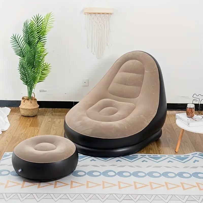 Sofá inflable de PVC con reposapiés