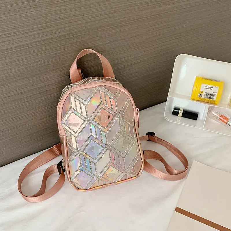 Mochila láser de tendencia de moda AD, mochila de viaje ligera para mujer, mochila de ocio colorida con diamantes