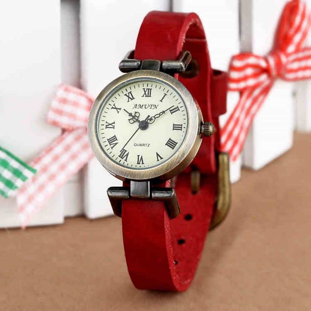Reloj de cuarzo retro para mujer con temática de bosque de literatura japonesa
