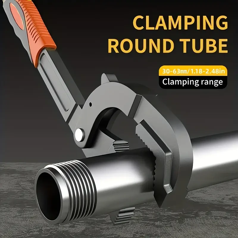 Llave universal ProMaster de acero al carbono con punta puntiaguda (1 pieza), alicates de agarre rápido para tubos de dos manos, llave manual portátil con mordazas de autobloqueo.