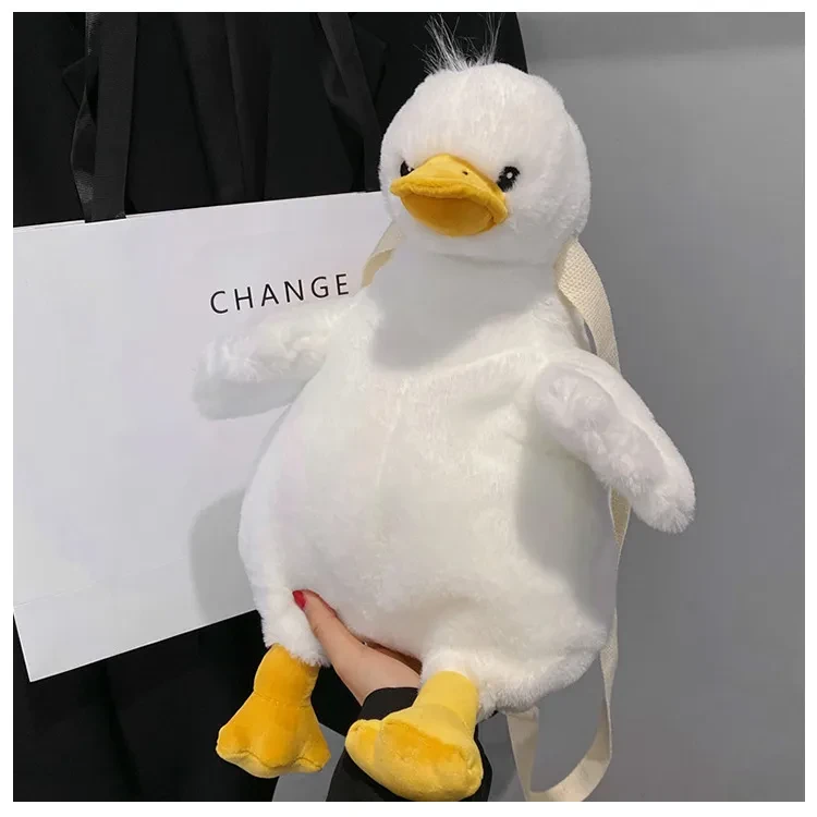 Mochila pequeña y bonita de peluche con forma de patito y conejo para mujer