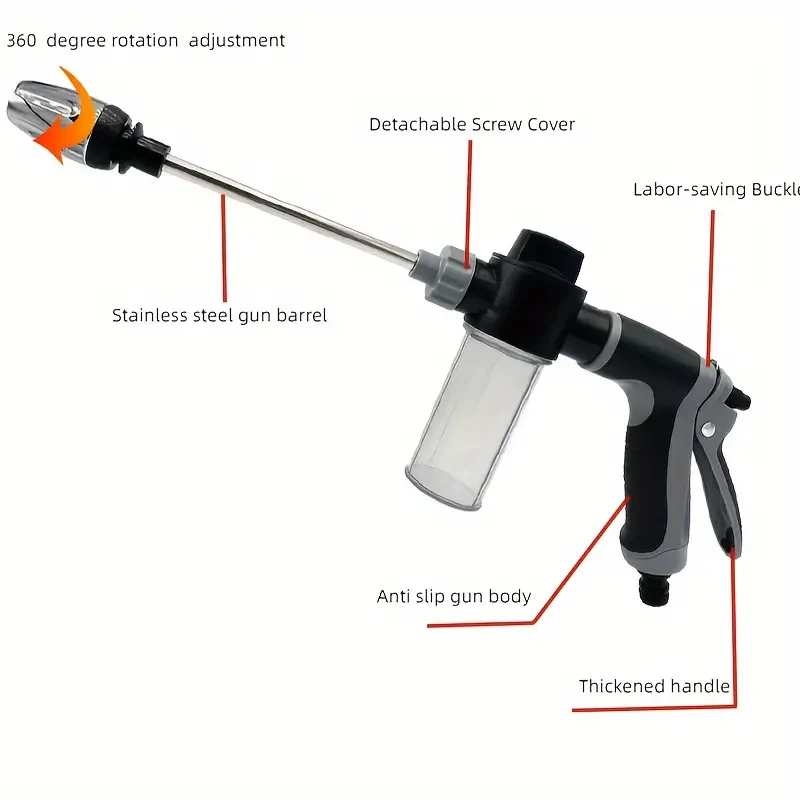 Pistola de agua portátil de alta presión - Manguera rociadora para jardín, lavacoches y boquilla de espuma
