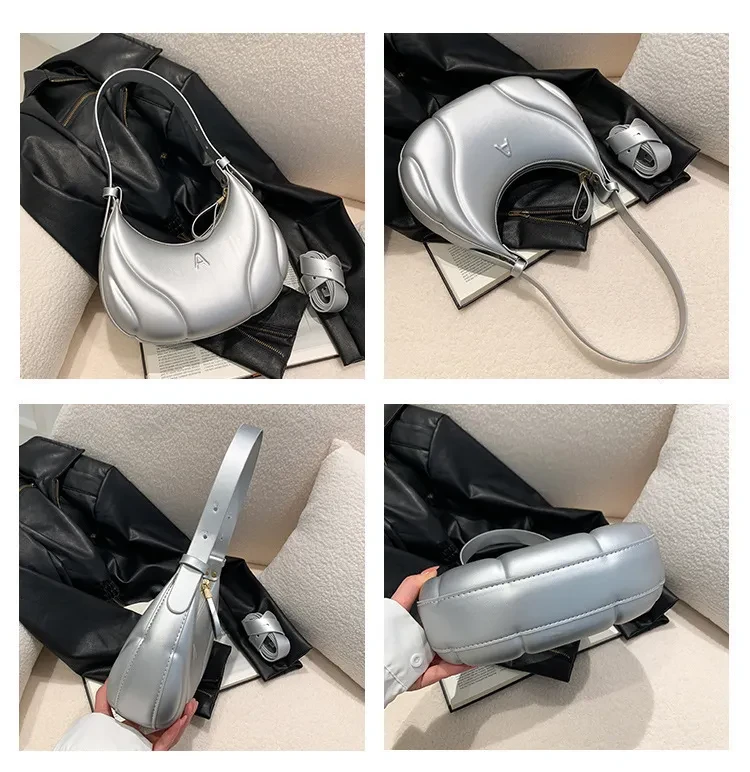 Bolso de hombro sencillo de moda, bolso informal de tendencia para debajo del brazo.