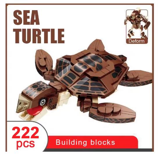 Bloques de construcción de animales del océano, bricolaje, ensamblaje creativo, cangrejo, tiburón, langosta, robot deformación para niños y adultos, regalo, juguete de partículas pequeñas