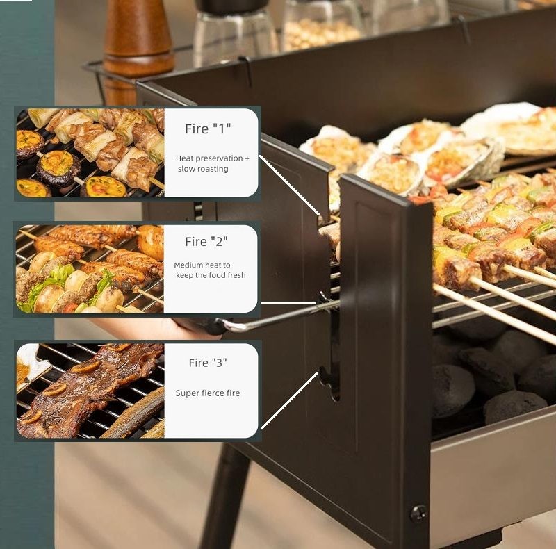 Parrilla para barbacoa, estufa para asar, barbacoa al aire libre, 3 temperaturas diferentes