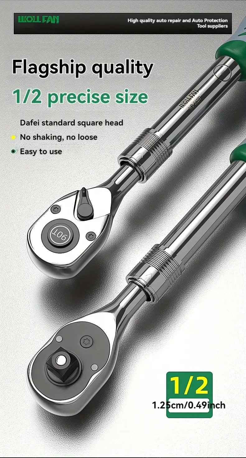 Llave de trinquete WOLLFAN de 90 dientes, herramienta de vaso telescópico de 8 pulgadas, altura ajustable, acero al cromo-vanadio, herramienta manual industrial para reparación de automóviles