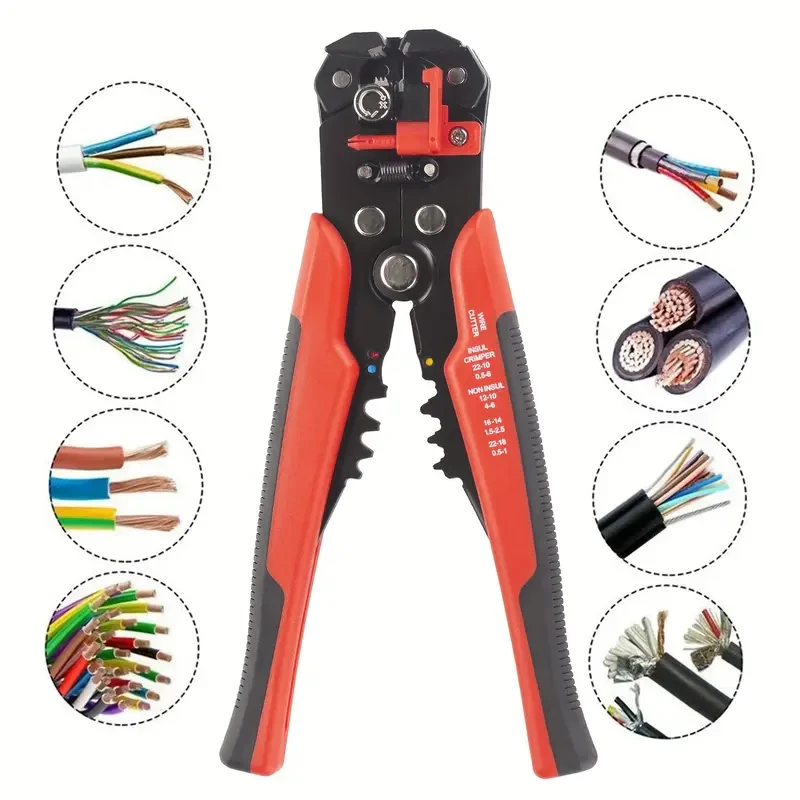 Alicates pelacables automáticos, herramientas especiales para electricistas, extractor universal y cizalla, artefacto pelador, alicates multifunción para crimpar cables, alicates pelacables multifunción (pelado, corte y crimpado de terminales) Un alicate