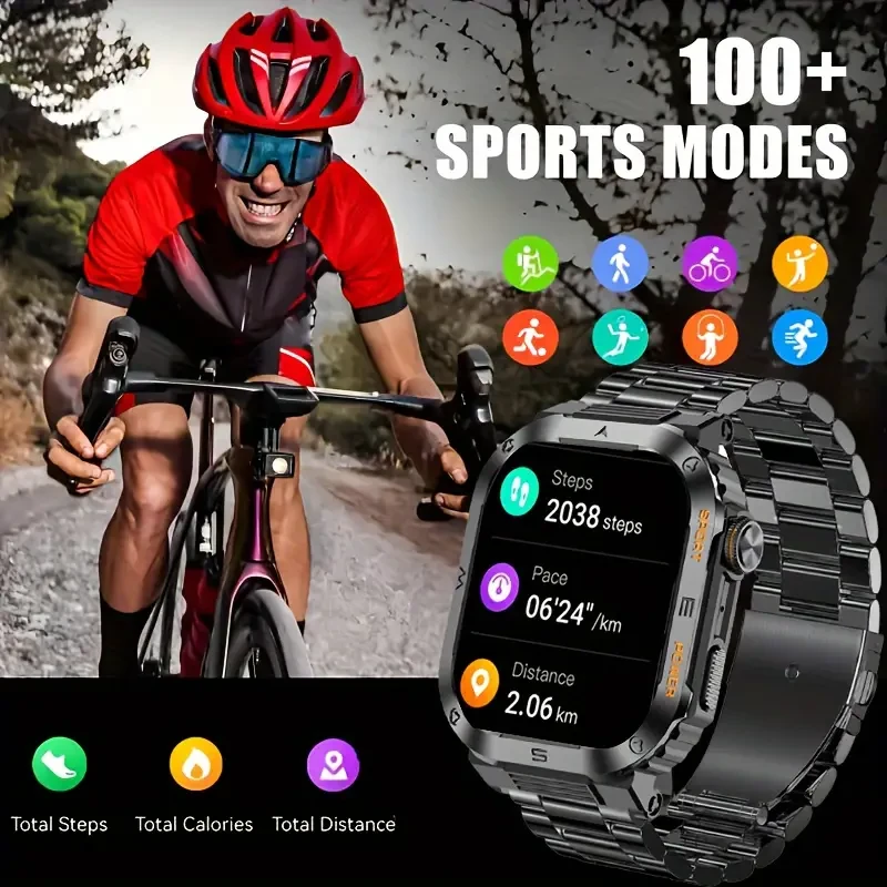 Reloj inteligente Gopanath para hombre: llamadas inalámbricas, asistente de voz con IA, resistencia al agua IP68, monitor de actividad física para Android y iPhone (2024), seguimiento de movimiento.