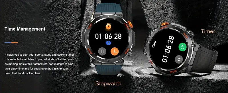 Reloj inteligente para responder y realizar llamadas, deportivo, resistente al agua IP67, con linterna LED, brújula, monitor de sueño y seguimiento de actividad física, para iPhone y Android, para hombres y mujeres.