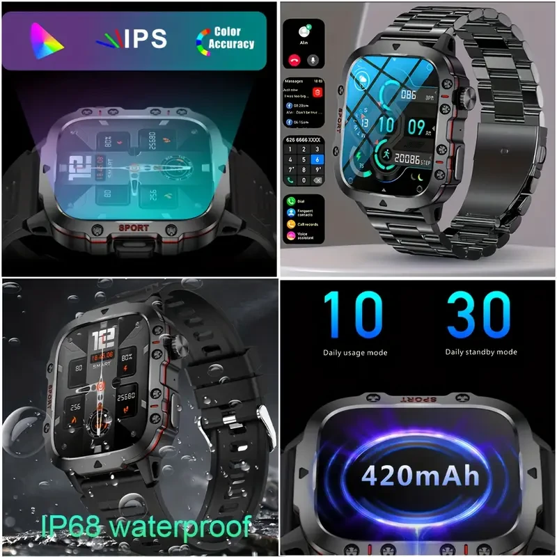 Nuevo reloj inteligente para hombre con conversación inalámbrica, deportes, fitness, IA, voz, al aire libre, más de 100 modos deportivos.