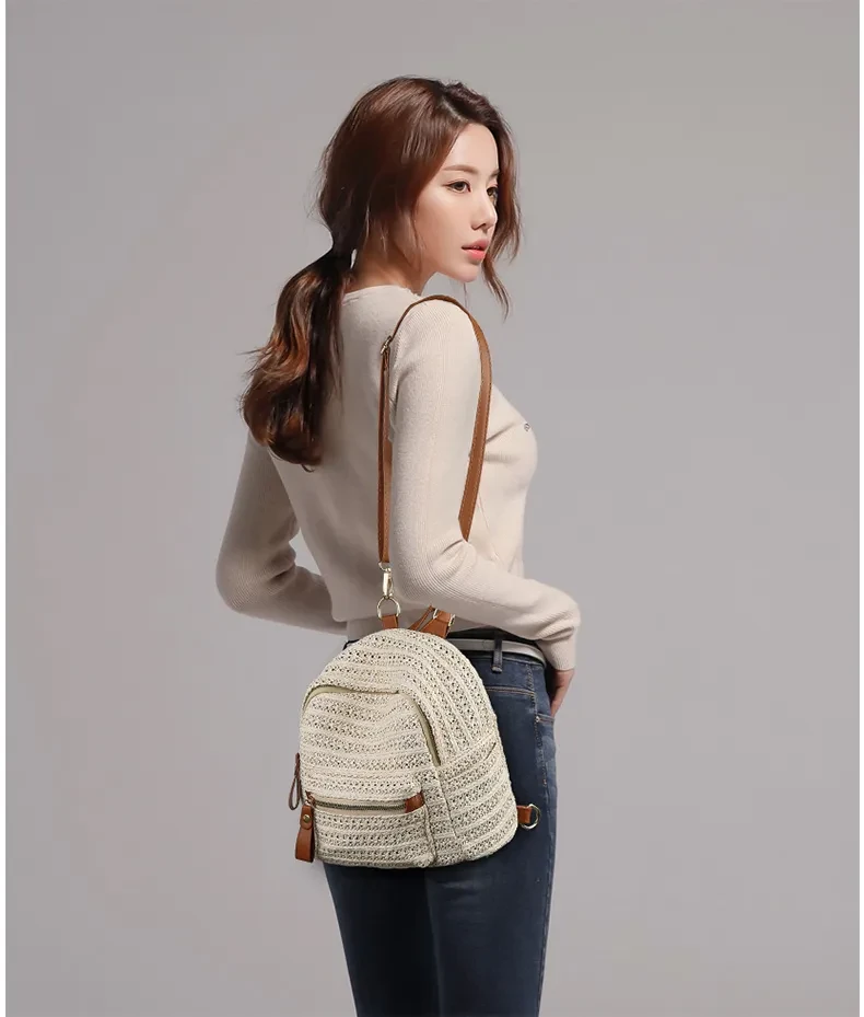 Mochila de paja mochila tejida