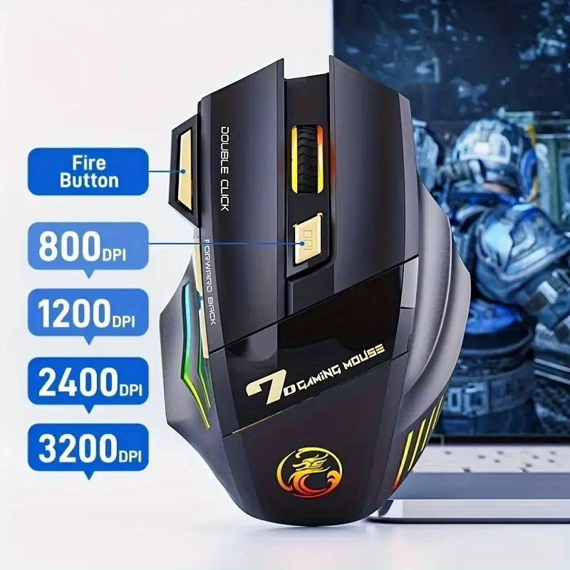 Ratón inalámbrico recargable para juegos