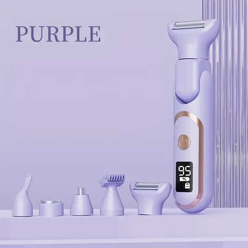 Depiladora eléctrica 5 en 1 para mujeres: recargable por USB, ideal para axilas, bikini y piernas.