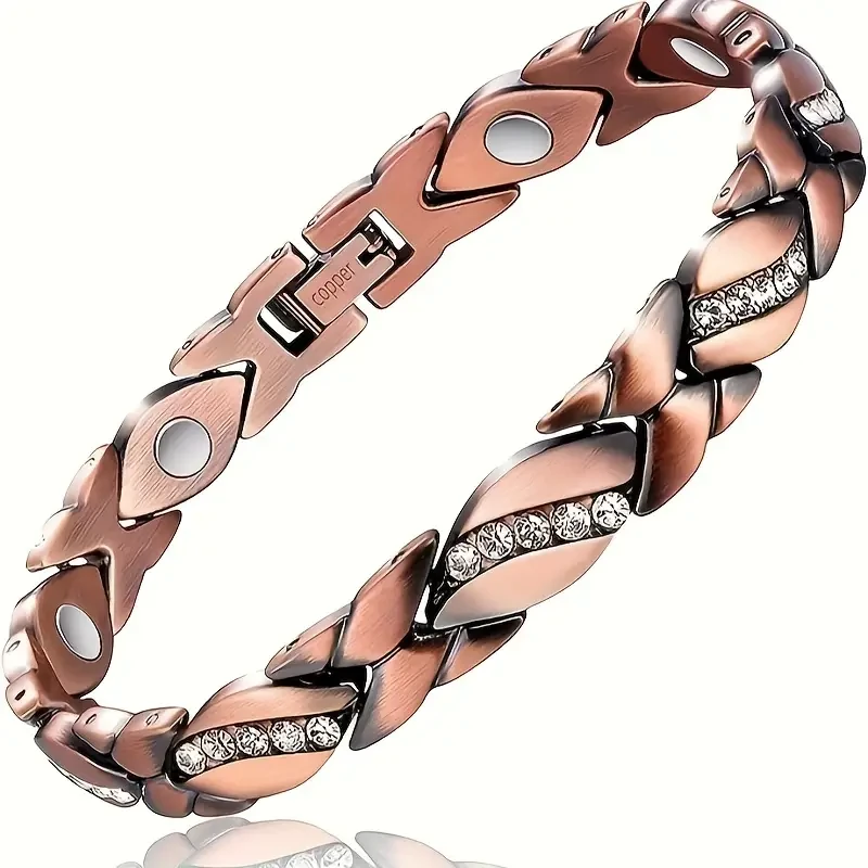 Elegante pulsera de cobre puro para mujer - Ultramagnética con imanes de 3500 Gauss (incluye herramienta para medir la talla)