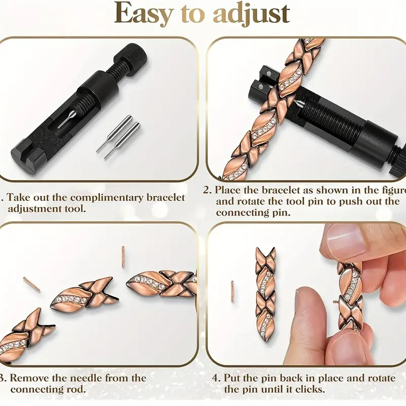 Elegante pulsera de cobre puro para mujer - Ultramagnética con imanes de 3500 Gauss (incluye herramienta para medir la talla)