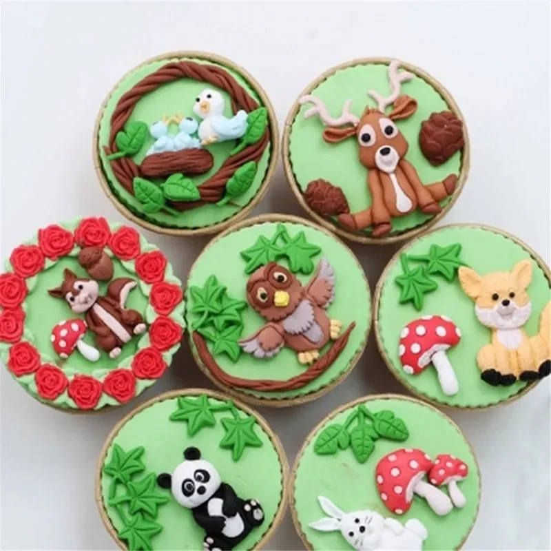 Molde de silicona para fondant de ardilla, animal del bosque