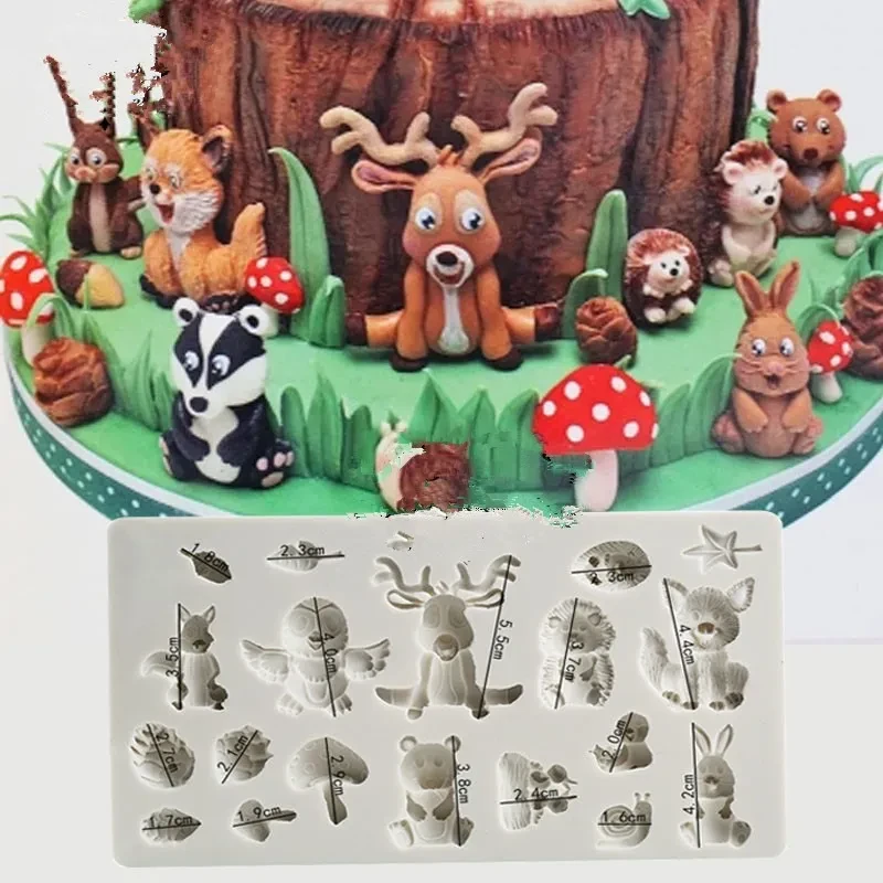 Molde de silicona para fondant de ardilla, animal del bosque