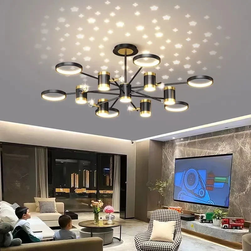 Lámpara de araña de lujo ligera con forma de estrella nórdica, paquete combinado para toda la casa