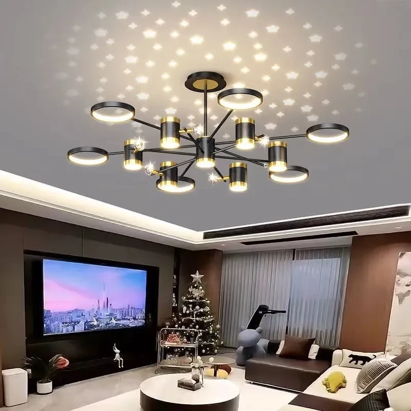 Lámpara de araña de lujo ligera con forma de estrella nórdica, paquete combinado para toda la casa