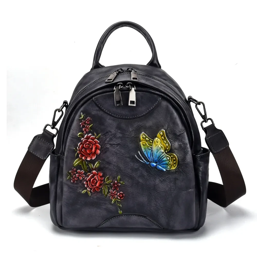 Mochila vintage de piel de vacuno de primera capa
