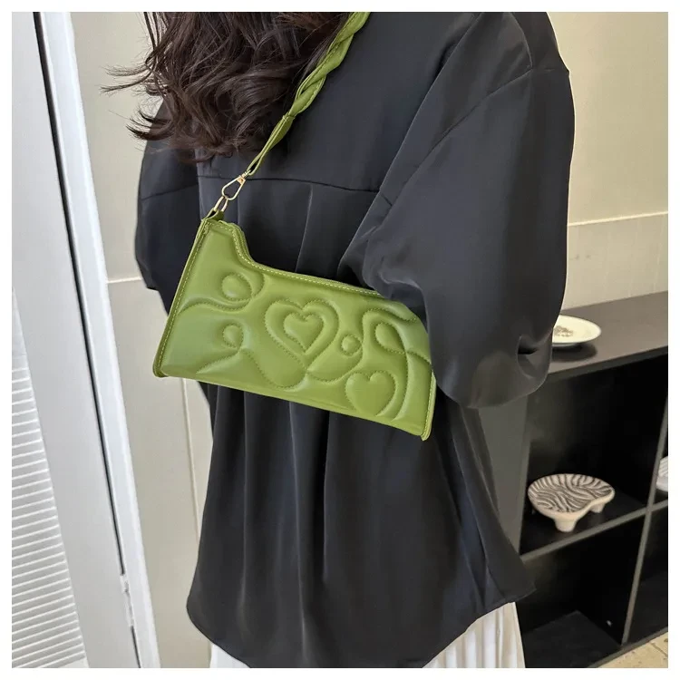 Bolso pequeño cuadrado para mujer, moderno y portátil, con pliegues en las axilas, de color liso.